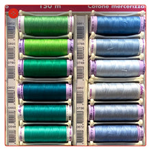 Laden Sie das Bild in den Galerie-Viewer, Nähgarn Baumwolle 150m BLAU GRÜN BEIGE BRAUN GRAU