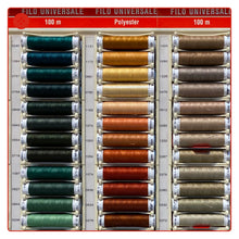 Laden Sie das Bild in den Galerie-Viewer, Nähgarn Polyester 100m: GRÜN GRAU BRAUN BEIGE