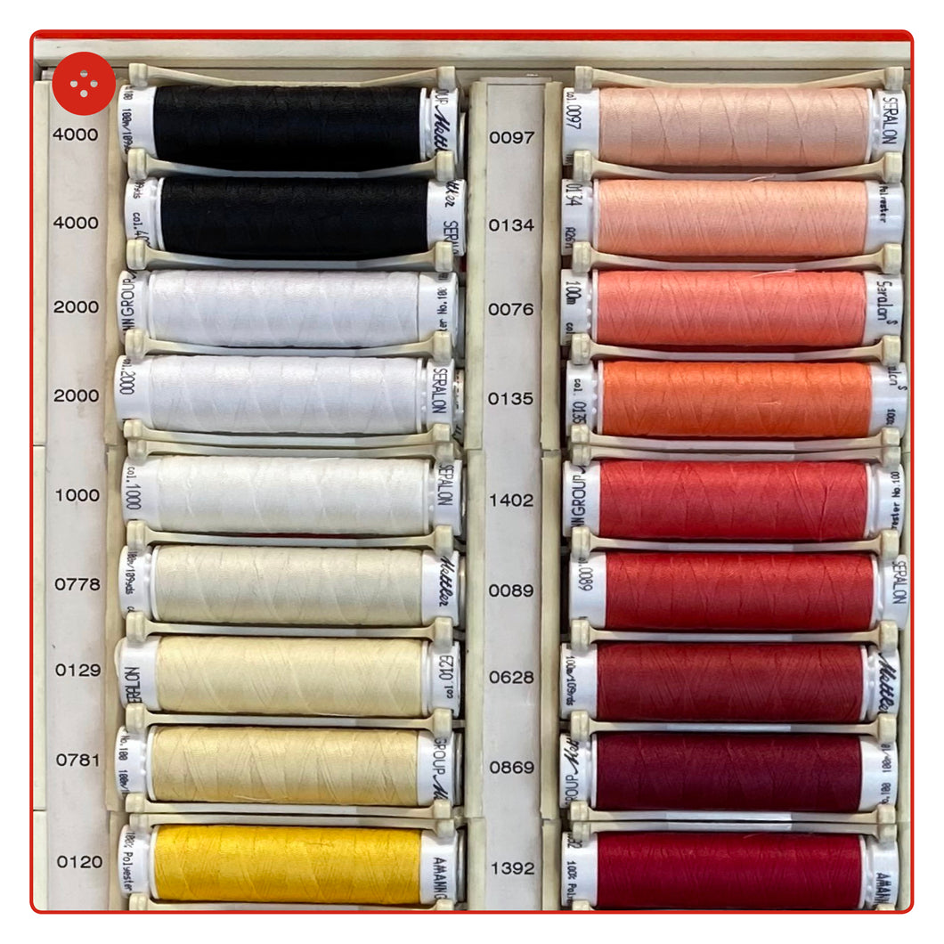 Nähgarn Polyester 100m: SCHWARZ WEISS GELB ORANGE ROT ROSA